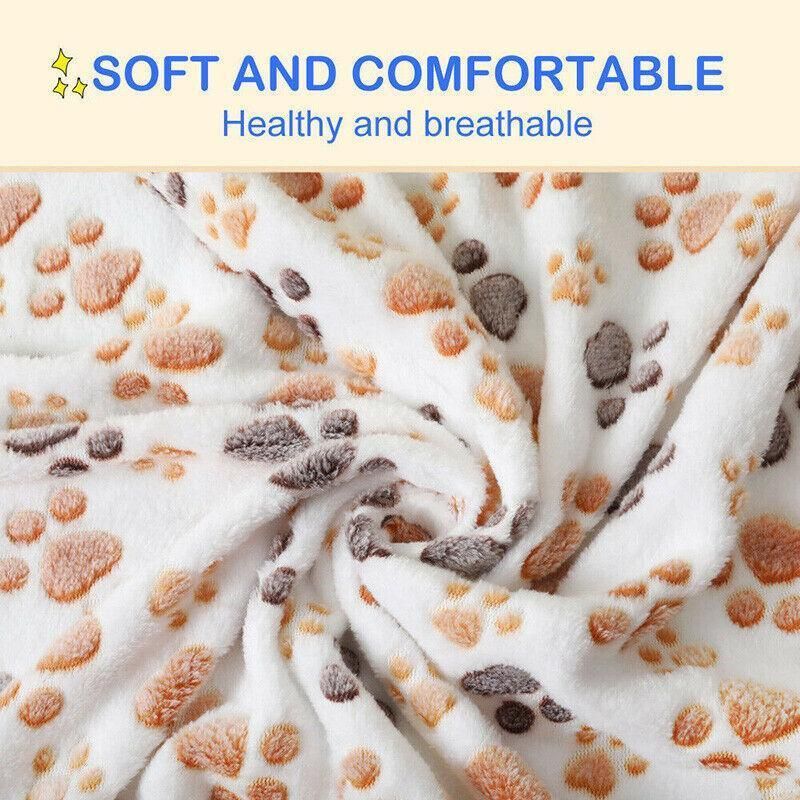 Large Size Pet Mat Paw Print Cat Dog Puppy Fleece Soft Pet Blanket Bed Cushion - Brown
