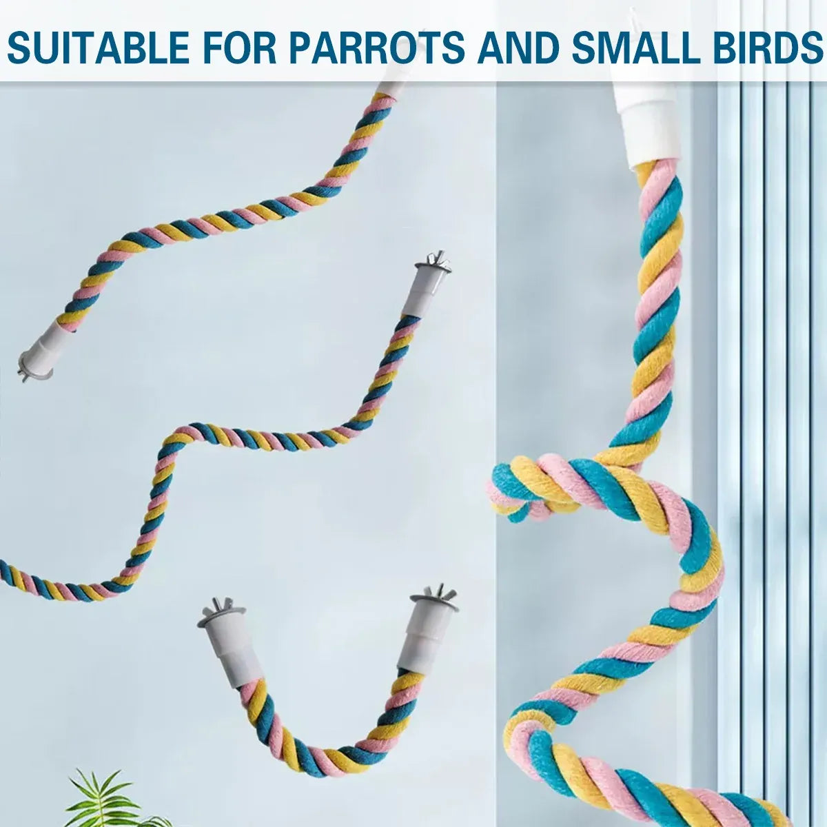 U Shaped Parrot Cotton Rope Climbing Toy Perch Stand for Bird Cage - 80cm