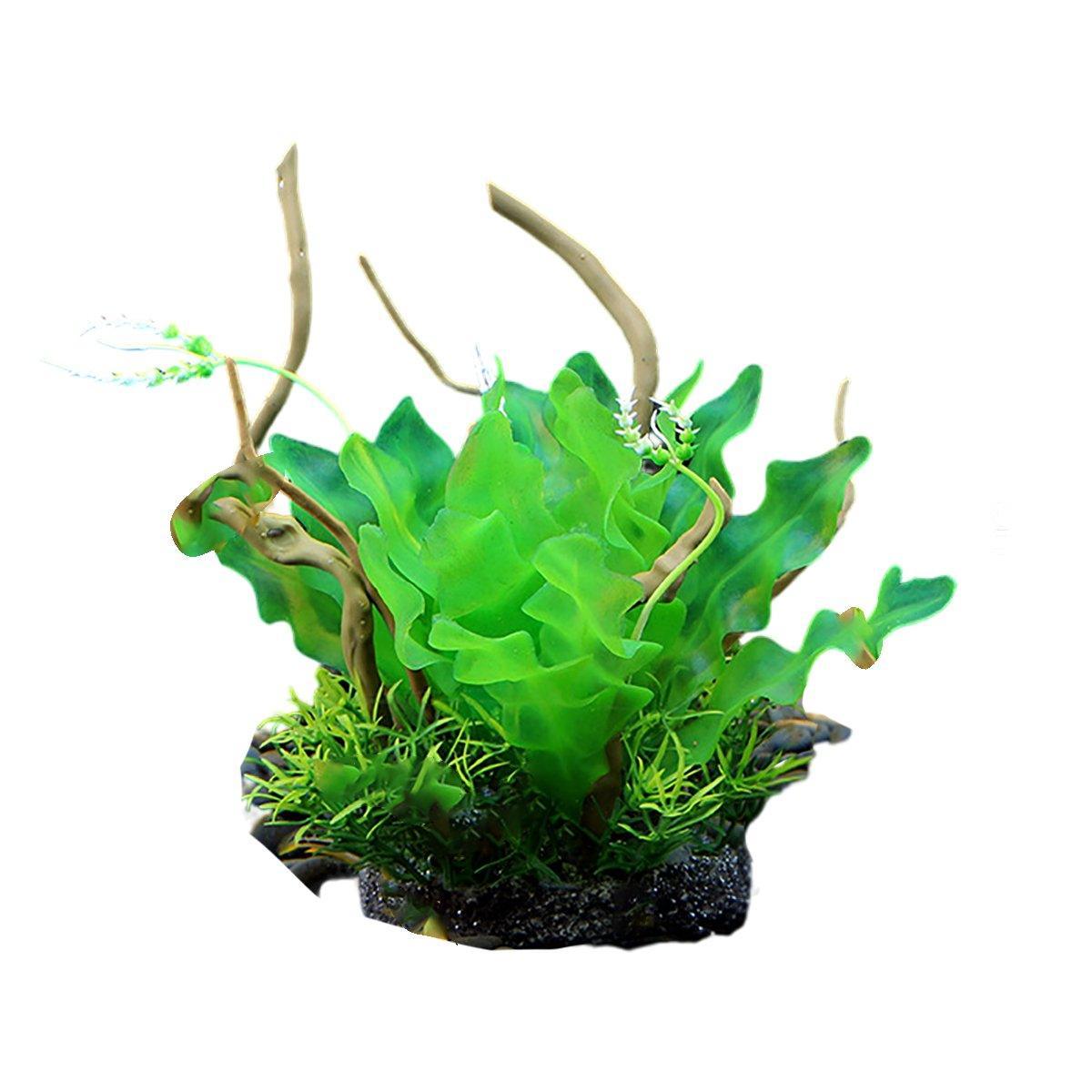 Aquarium Landscaping Decoration Artificial Wood and Plants Fish Tank Ornament - CM3302-Green