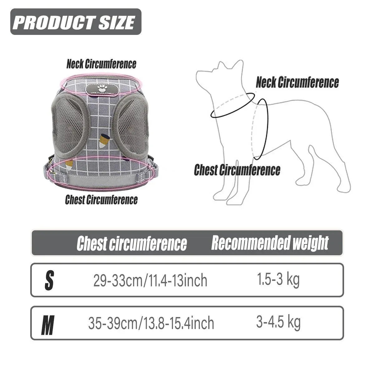 Grey Kitten Dog Cat Walking Harness Lead Leash Collar Pet Vest Mesh Adjustable - M