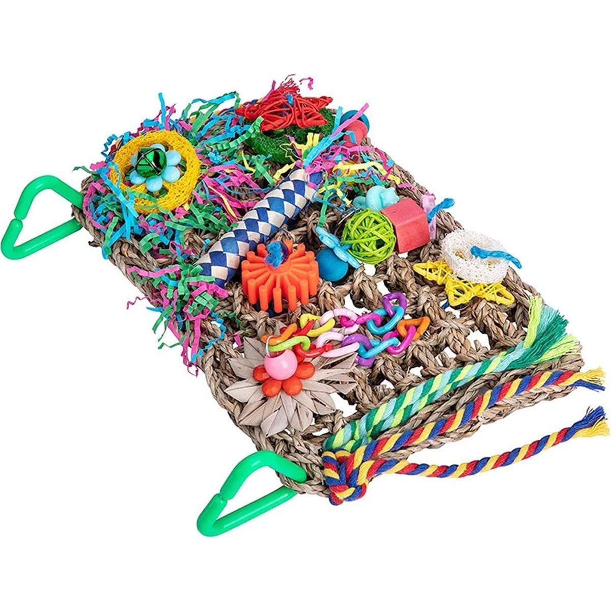 Parrot Gnawing Toys Woven Grass Nets Colourful Chewing Bird Cage Play