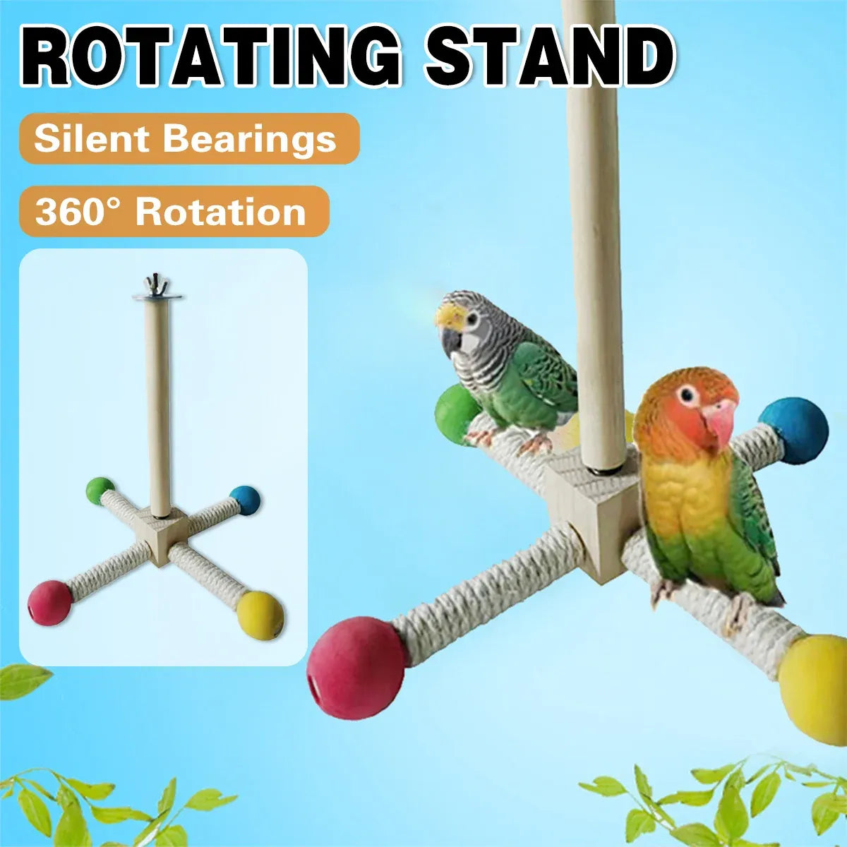 Parrot Toy Rotating Station Stand for Parrots Cockatiel Bird For Small Birds