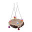 Bird Parrot Swing Stand Rattan Nest Hanging Basket Chew Toy for Small Medium Pet - L-20cm