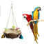 Bird Parrot Swing Stand Rattan Nest Hanging Basket Chew Toy for Small Medium Pet - L-20cm