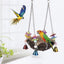 Bird Parrot Swing Stand Rattan Nest Hanging Basket Chew Toy for Small Medium Pet - L-20cm
