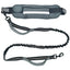 Hands Free Dog Leash Adjustable Lead with Waist Belt Bag for Walking Jogging Running - Black+Grey