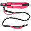 Hands Free Dog Leash Adjustable Lead with Waist Belt Bag for Walking Jogging Running - Black+Grey