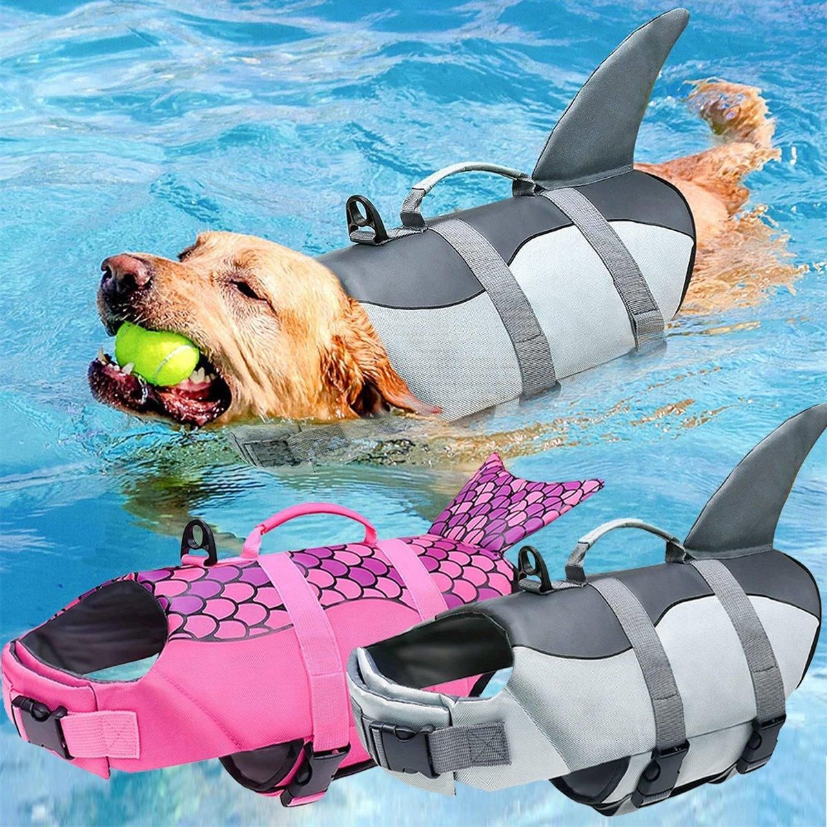 Pet Life Jacket Dog Swim Vest Outdoor Water Gear for Summer Swimming Activities - Grey L