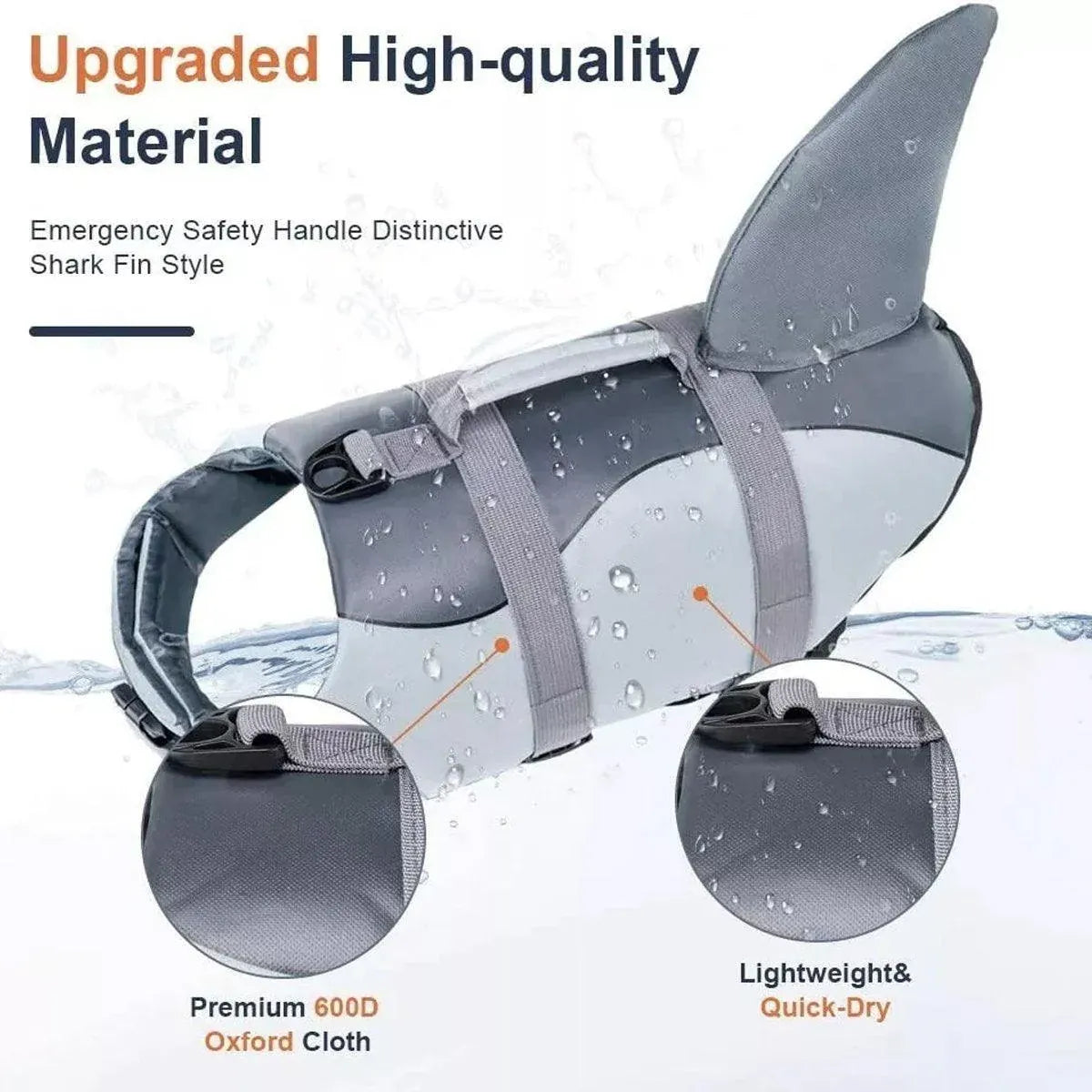Pet Life Jacket Dog Swim Vest Outdoor Water Gear for Summer Swimming Activities - Grey M