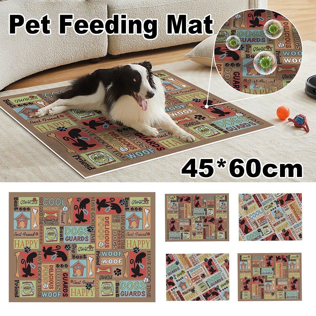 Waterproof Pet Floor Mat Carpet For Dog Cage Feeding Area Anti Slip Washable - Cat-White