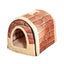 S Size Pet House Kennel Soft Igloo Beds Cave Cat Puppy Bed Warm Cushion Fold - Brick