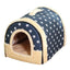 XL Size Pet House Kennel Soft Igloo Beds Cave Cat Puppy Bed Warm Cushion Fold - Brick