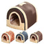 S Size Pet House Kennel Soft Igloo Beds Cave Cat Puppy Bed Warm Cushion Fold - Brown Dots