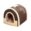 S Size Pet House Kennel Soft Igloo Beds Cave Cat Puppy Bed Warm Cushion Fold - Brown Dots