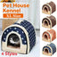 XL Size Pet House Kennel Soft Igloo Beds Cave Cat Puppy Bed Warm Cushion Fold - Brown Dots