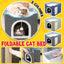 Foldable Pet Cat Calming Bed Hideaway Interactive House Nest Scratching Board - Light Green