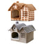 Removable Washable Pet House Four Seasons Cat Enclosed House - Brown-S