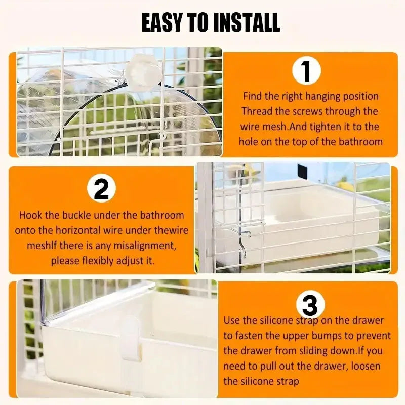 3in1 Parrot Bath Basin Bird Bathtub Cage or Accessory Pet Bird Feeder Water Bowl - Bathroom