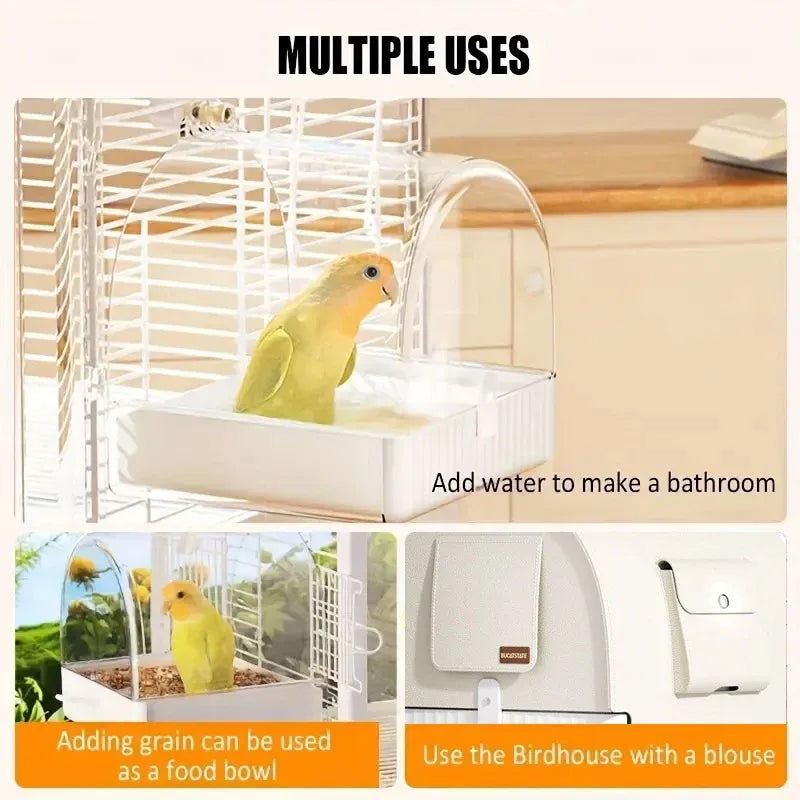 3in1 Parrot Bath Basin Bird Bathtub Cage or Accessory Pet Bird Feeder Water Bowl - Bathroom