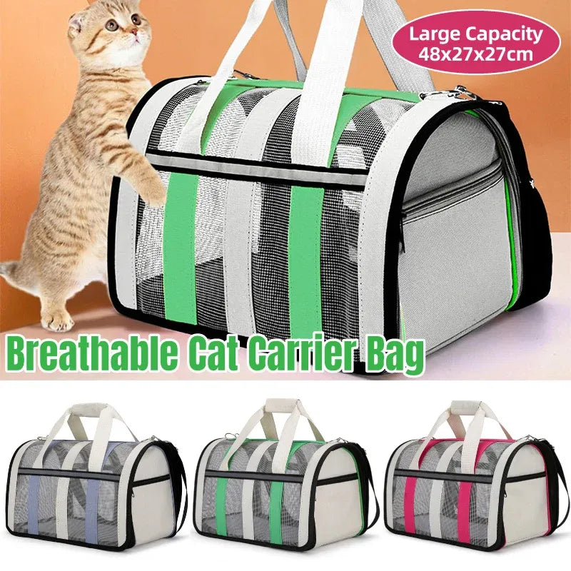 Pet Carrier Bag Portable Travel Cat Tote Bag Soft Breathable Cat Bag for Outdoor - Blue