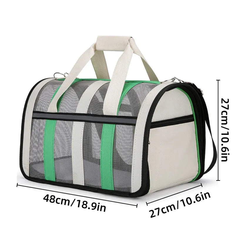 Pet Carrier Bag Portable Travel Cat Tote Bag Soft Breathable Cat Bag for Outdoor - Green