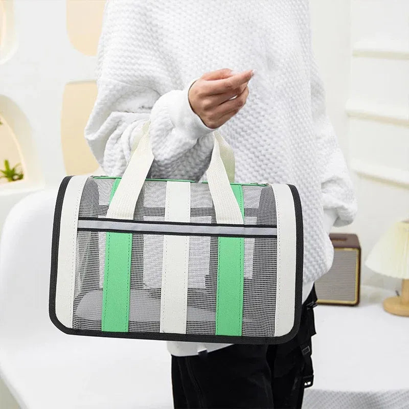 Pet Carrier Bag Portable Travel Cat Tote Bag Soft Breathable Cat Bag for Outdoor - Green