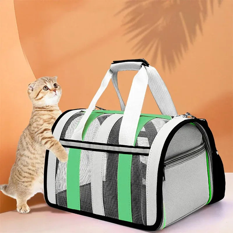 Pet Carrier Bag Portable Travel Cat Tote Bag Soft Breathable Cat Bag for Outdoor - Green