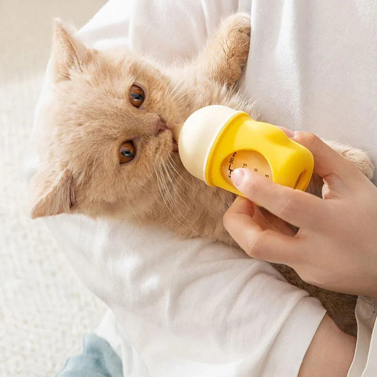 Silicone Pet Milk Feeding Bottle with Scale for Small Puppies and Kittens 20ml 80ml - 80ml-Pink