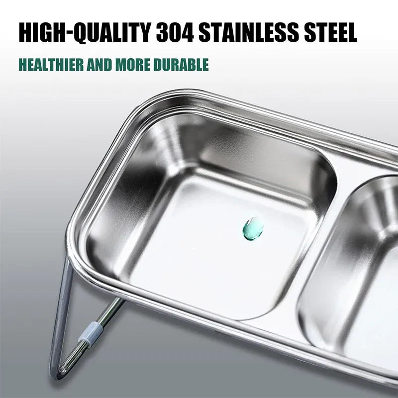 Cat Food Bowl Set Double Tilted Stainless Steel Pet Feeding Bowl Non Slip Stand