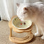 Ceramic Pet Food Bowl with Wooden Base Non Slip for Cats Small Dogs Easy Clean