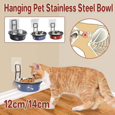 Stainless Steel Pet Bowl Hanging Cat Food Water Bowl Durable for Dogs and Cats - Black-14cm