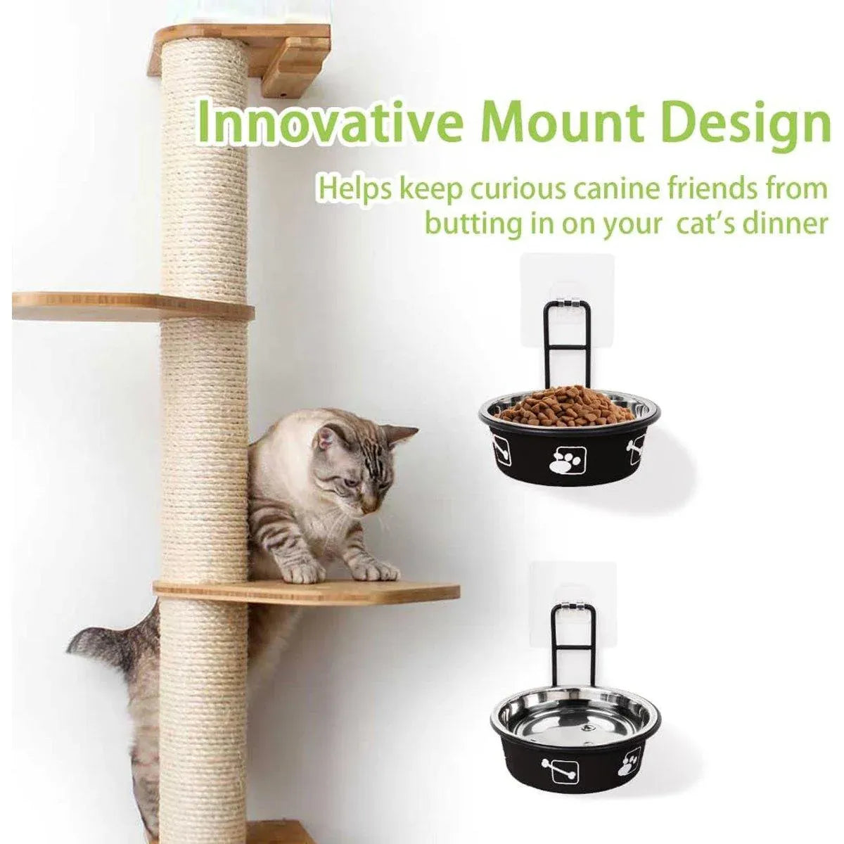 Stainless Steel Pet Bowl Hanging Cat Food Water Bowl Durable for Dogs and Cats - Black-14cm