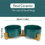 Ceramic Pet Bowl Double Cat Food Bowl Dog Water Bowl Feeding Drinking Bowl Set - Black