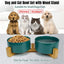 Ceramic Pet Bowl Double Cat Food Bowl Dog Water Bowl Feeding Drinking Bowl Set - Pink