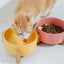Ceramic Pet Bowl Double Cat Food Bowl Dog Water Bowl Feeding Drinking Bowl Set - Pink