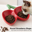 Strawberry Ceramic Tilted Pet Bowl Set Cat Dog Double Elevated Non Slip Feeding
