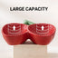 Strawberry Ceramic Tilted Pet Bowl Set Cat Dog Double Elevated Non Slip Feeding