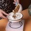 Ceramic Cat Bowl Slow Feeder Pet Food Tray for Cats and Dogs Non Slip Design - Yellow Bowl-White Tray Rack