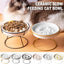 Ceramic Cat Bowl Slow Feeder Pet Food Tray for Cats and Dogs Non Slip Design - Yellow Bowl-White Tray Rack