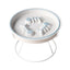 Ceramic Cat Bowl Slow Feeder Pet Food Tray for Cats and Dogs Non Slip Design - Yellow Bowl-White Tray Rack