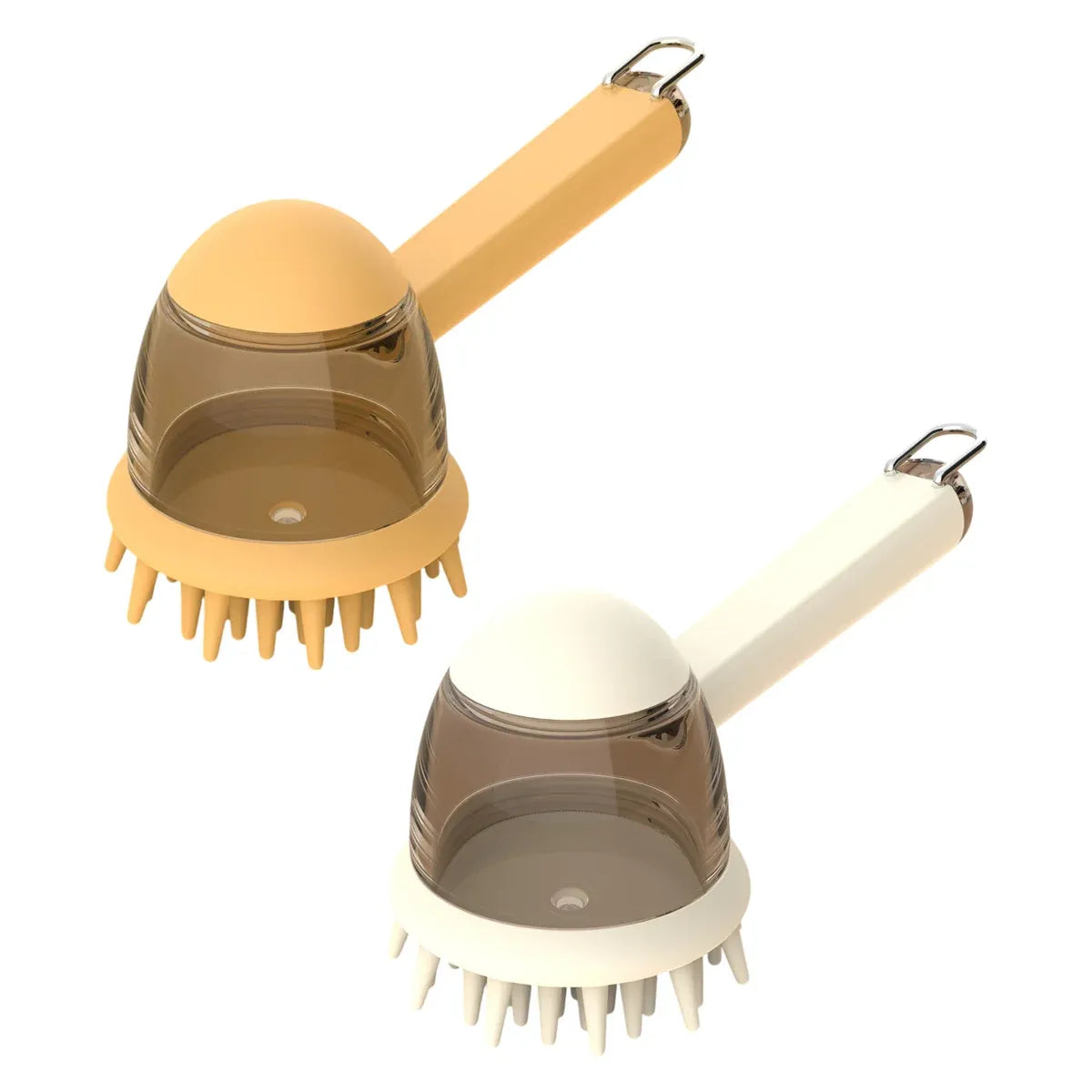 Pet Bath Brush Dog Massage Brush Press to Dispense Liquid Pet Grooming Tools - Beige
