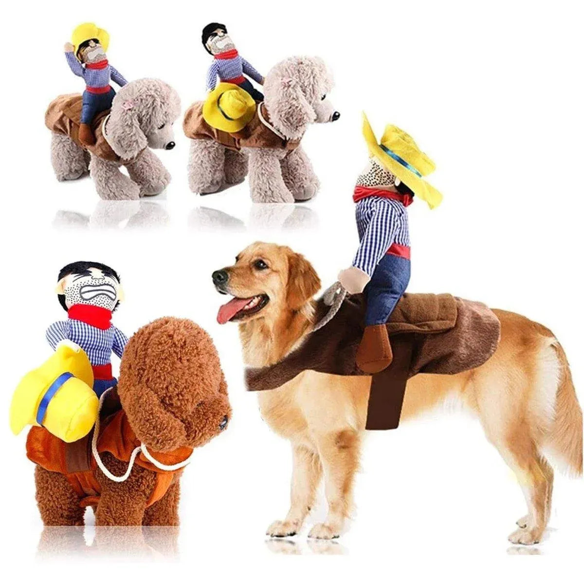 Halloween Dog Costume Pet Accessories Funny Dress Up for Small Medium Dogs - Little Devil Riding-L
