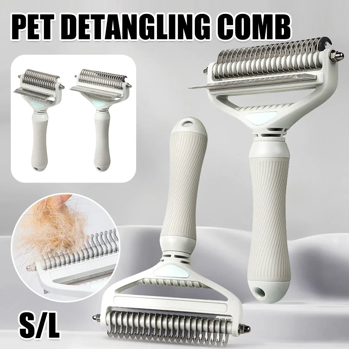 Pet Grooming Brush Hair Removal Anti Tangle Cat Dog Home Detangling Comb Pets - L