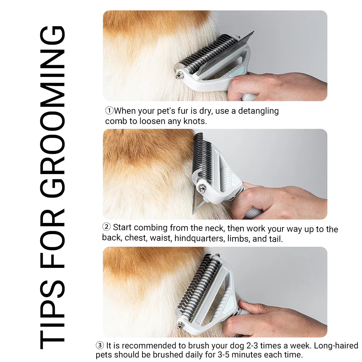 Pet Grooming Brush Hair Removal Anti Tangle Cat Dog Home Detangling Comb Pets - S