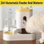 2in1 Pet Bowl Vertical Feeder and Drinker Cat Dog Bowl Water and Food in One - Grey