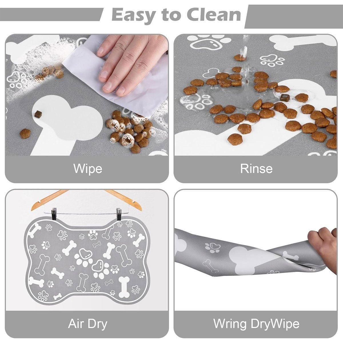 Pet Feeding Mat Non-slip Diatom Mud Absorbent Dirt-resistant Waterproof Placemat - Black-50x80cm
