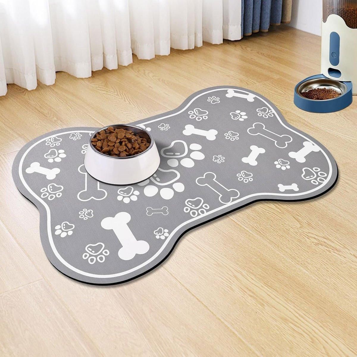 Pet Feeding Mat Non-slip Diatom Mud Absorbent Dirt-resistant Waterproof Placemat - Black-50x80cm