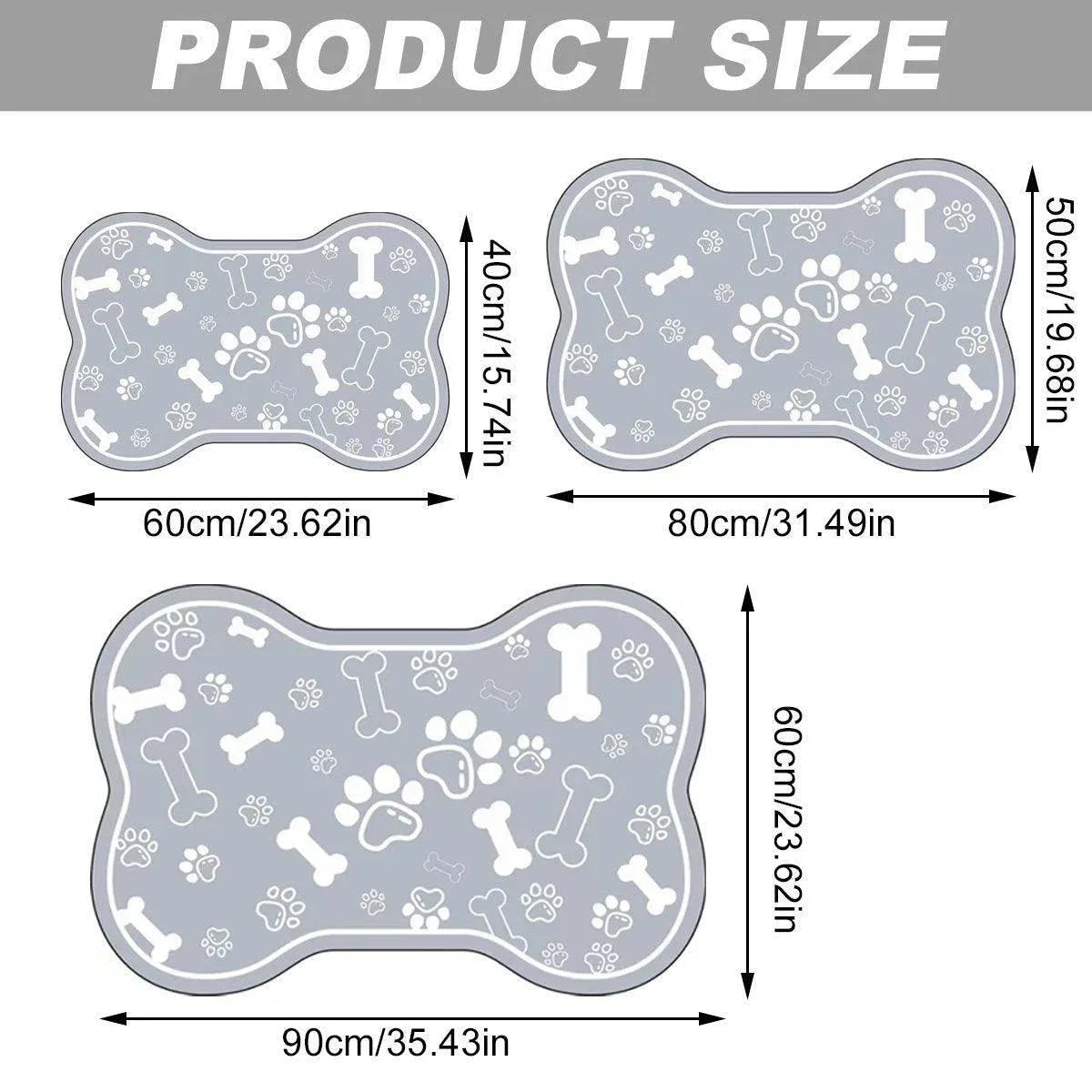 Pet Feeding Mat Non-slip Diatom Mud Absorbent Dirt-resistant Waterproof Placemat - Black-60x90cm