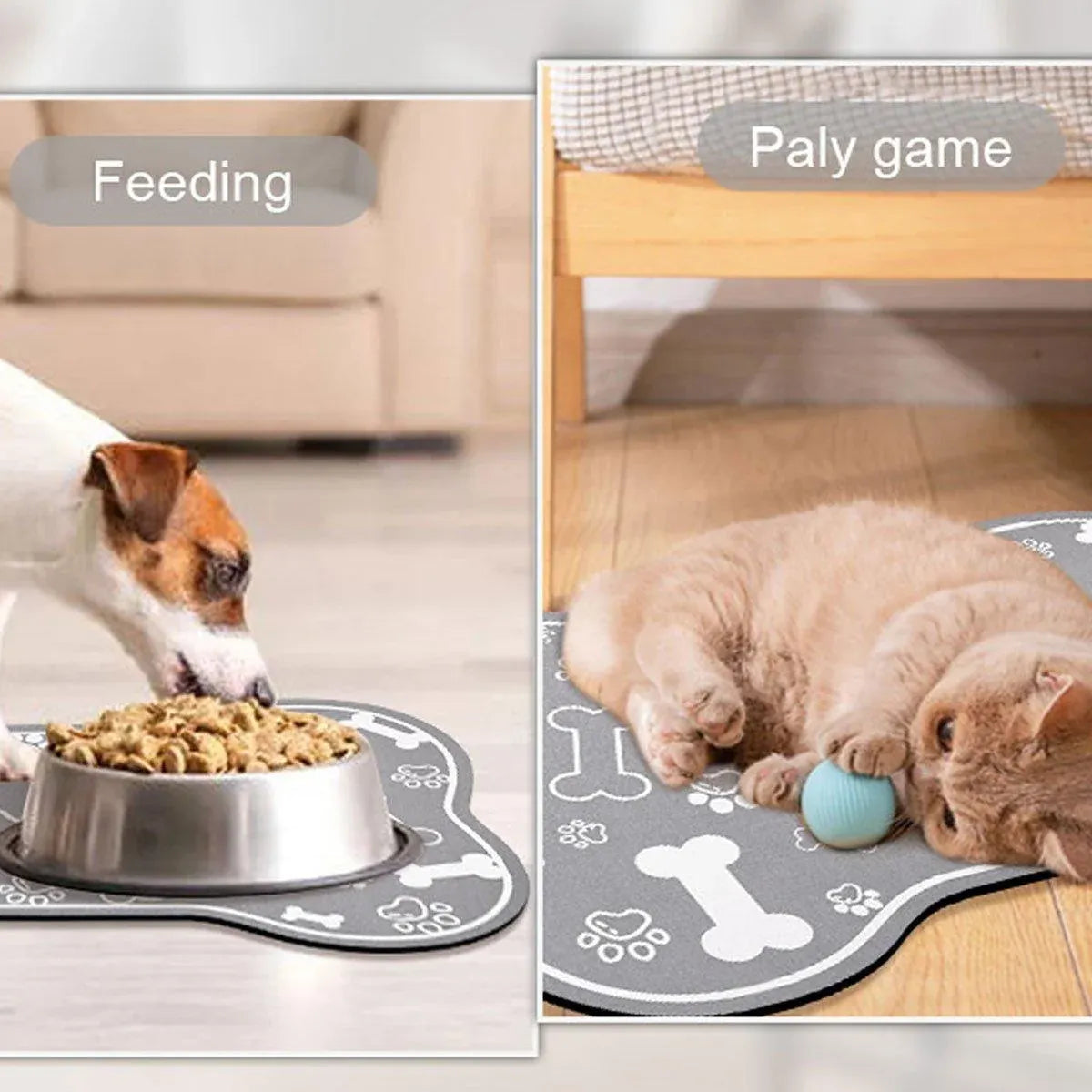 Pet Feeding Mat Non-slip Diatom Mud Absorbent Dirt-resistant Waterproof Placemat - Black-60x90cm