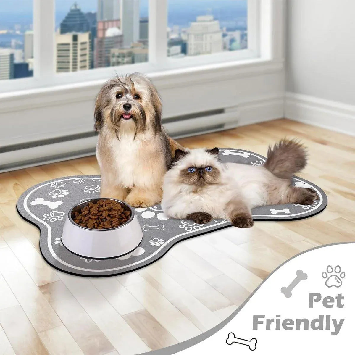 Pet Feeding Mat Non-slip Diatom Mud Absorbent Dirt-resistant Waterproof Placemat - Grey-40x60cm